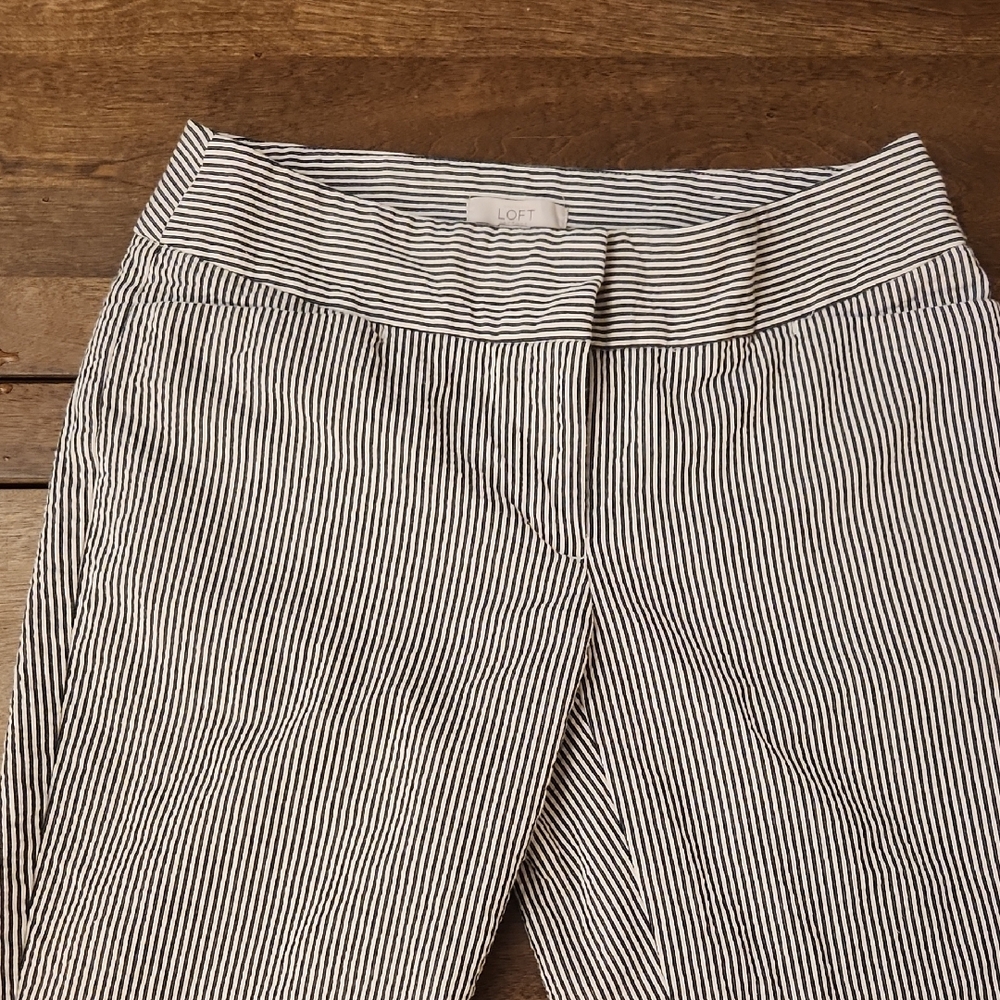 LOFT Black and White Striped Pants